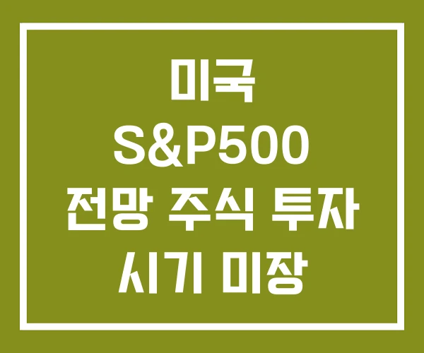 미국 S&P500 전망 주식 투자 시기 미장