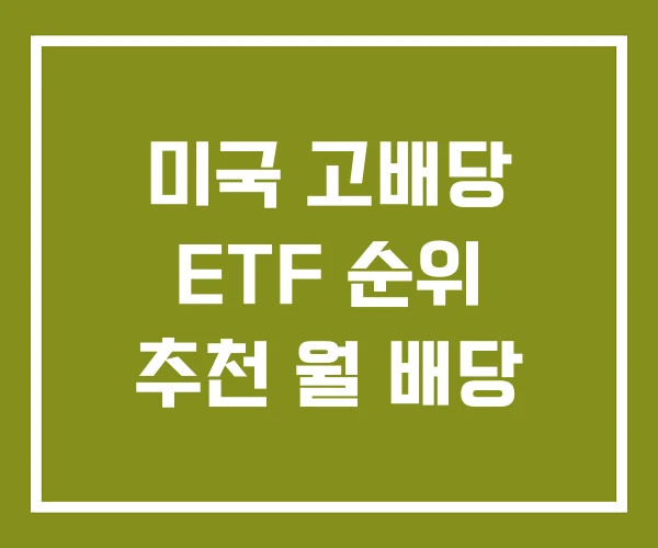 미국 고배당 ETF 순위 추천 월 배당 미국 고배당 ETF 순위 추천 월 배당