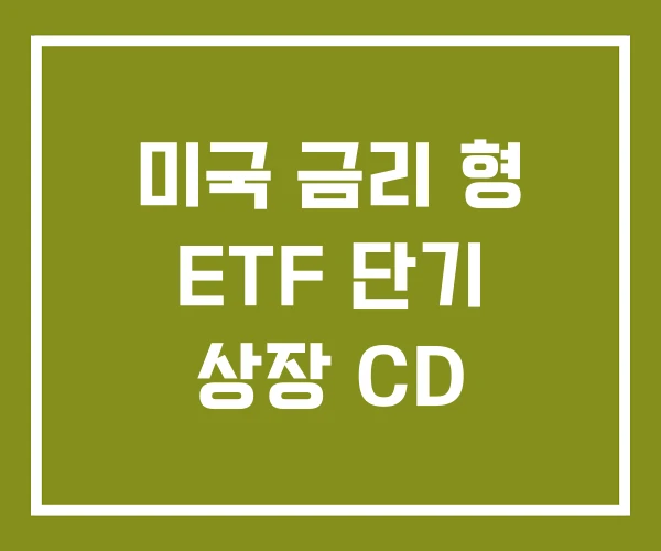 미국 금리 형 ETF 단기 상장 CD