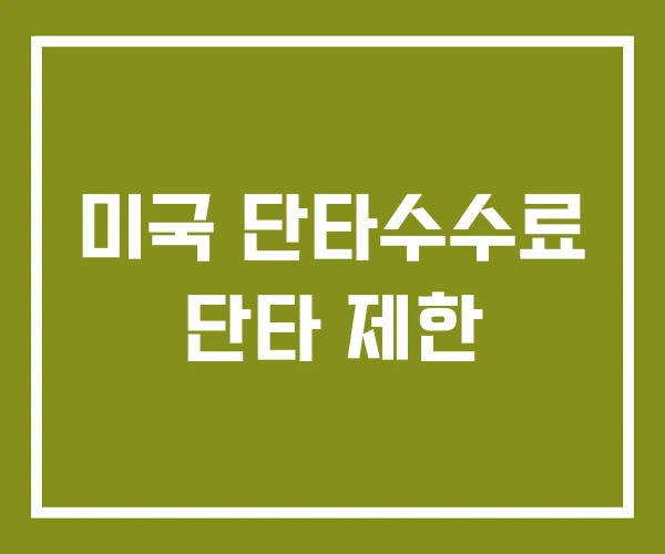 미국 단타수수료 단타 제한