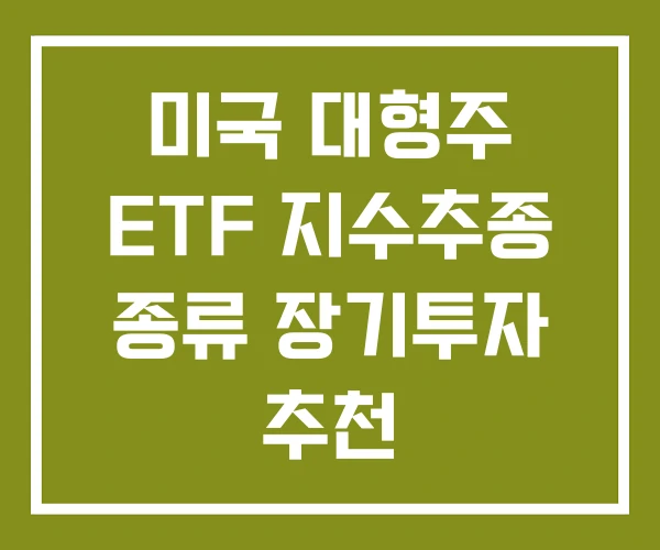 미국 대형주 ETF 지수추종 종류 장기투자 추천