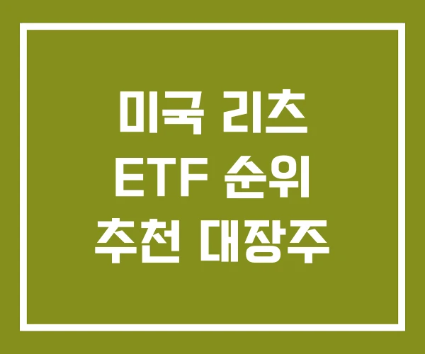 미국 리츠 ETF 순위 추천 대장주