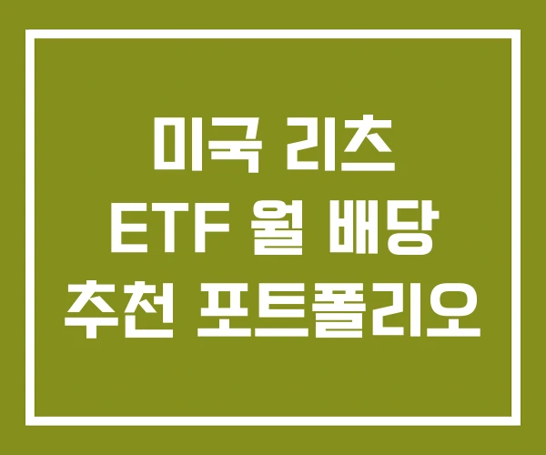 미국 리츠 ETF 월 배당 추천 포트폴리오