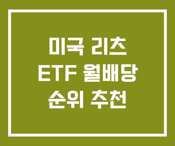 미국 리츠 ETF 월배당 순위 추천