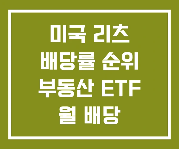 미국 리츠 배당률 순위 부동산 ETF 월 배당