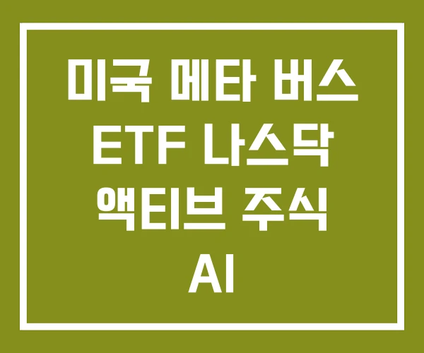 미국 메타 버스 ETF 나스닥 액티브 주식 AI