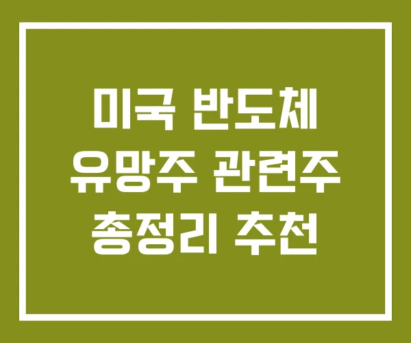 미국 반도체 유망주 관련주 총정리 추천 미국 반도체 유망주 관련주 총정리 추천