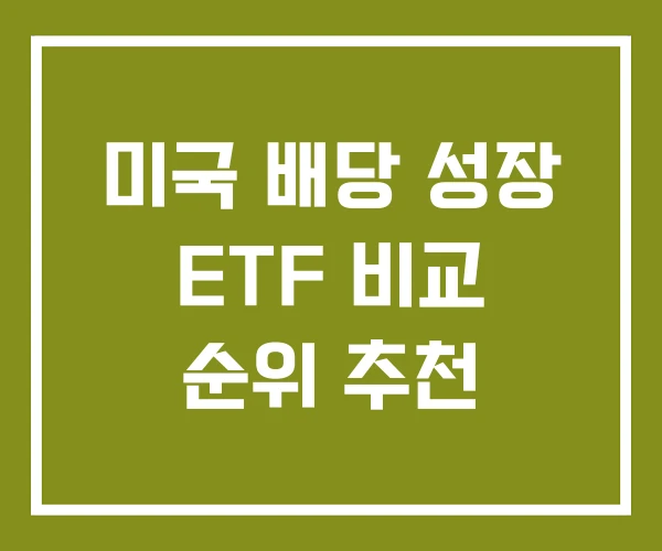 미국 배당 성장 ETF 비교 순위 추천