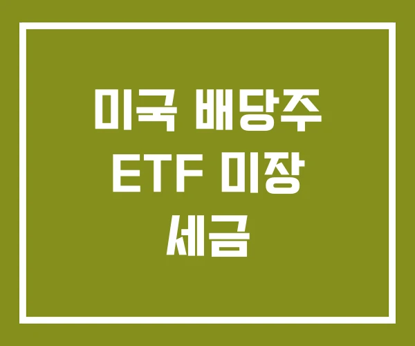 미국 배당주 ETF 미장 세금