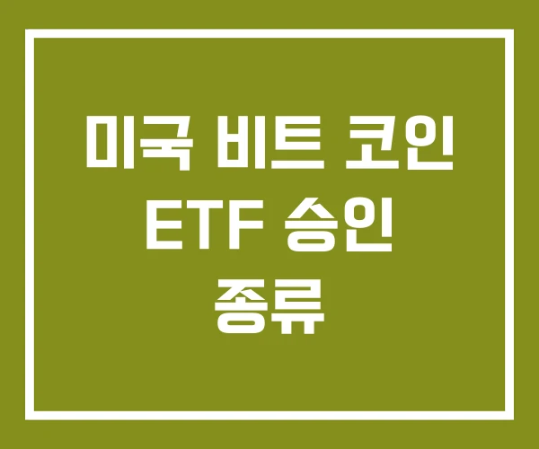 미국 비트 코인 ETF 승인 종류