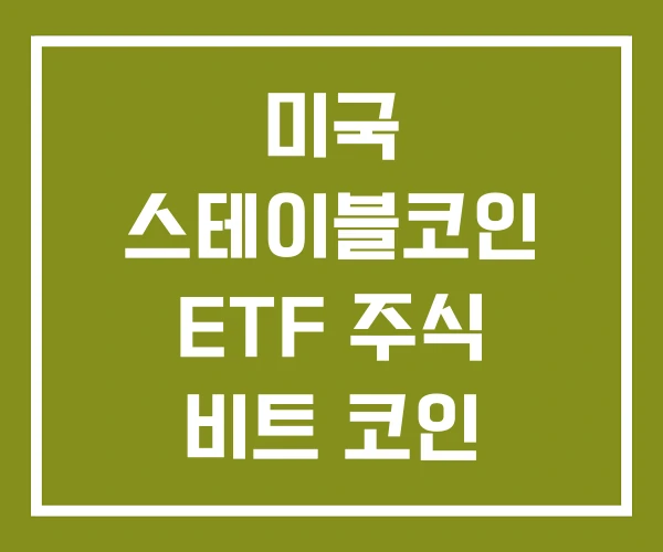 미국 스테이블코인 ETF 주식 비트 코인
