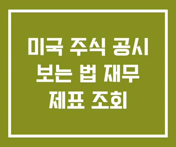 미국 주식 공시 보는 법 재무 제표 조회