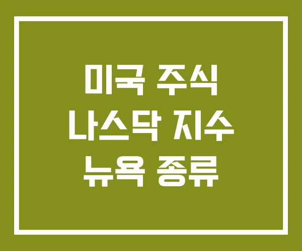 미국 주식 나스닥 지수 뉴욕 종류