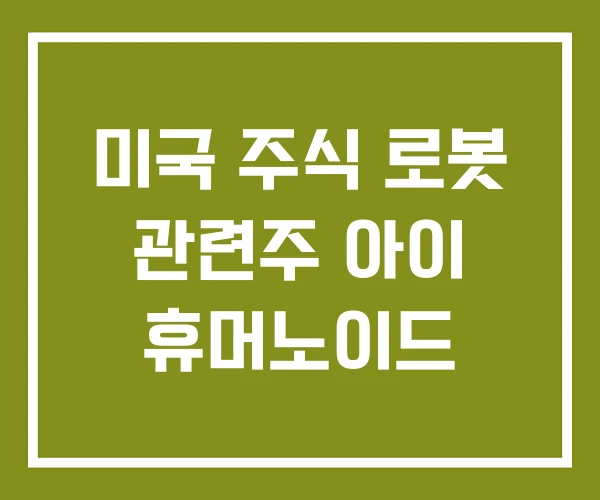미국 주식 로봇 관련주 아이 휴머노이드