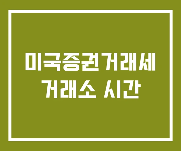 미국증권거래세 거래소 시간