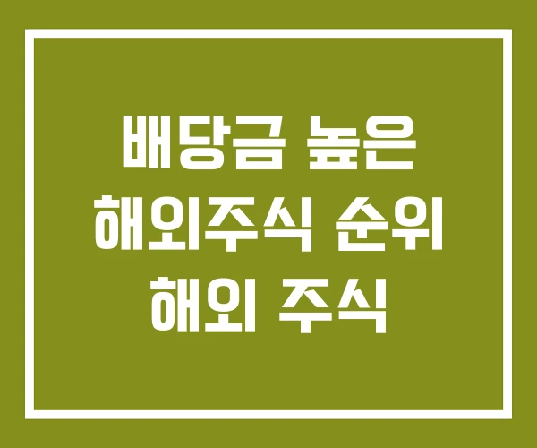 배당금 높은 해외주식 순위 해외 주식