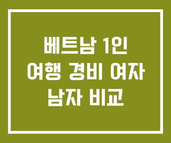 베트남 1인 여행 경비 여자 남자 비교