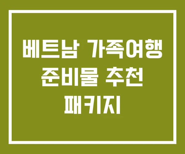베트남 가족여행 준비물 추천 패키지