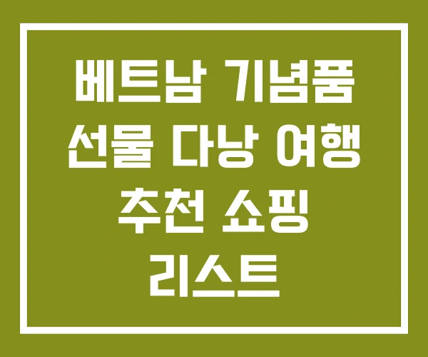 베트남 기념품 선물 다낭 여행 추천 쇼핑 리스트