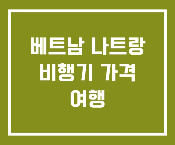 베트남 나트랑 비행기 가격 여행