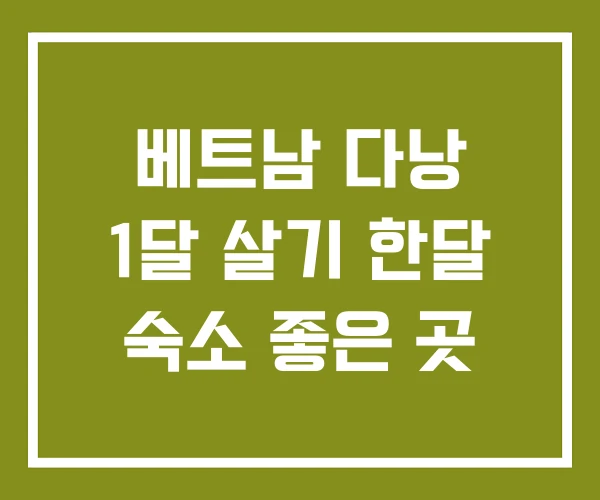 베트남 다낭 1달 살기 한달 숙소 좋은 곳