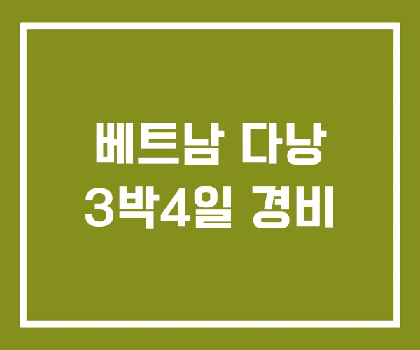 베트남 다낭 3박4일 경비