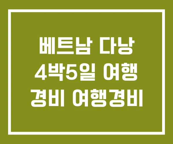 베트남 다낭 4박5일 여행 경비 여행경비