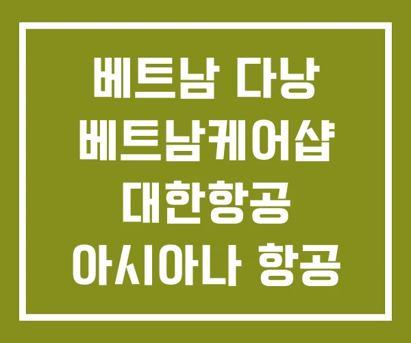 베트남 다낭 베트남케어샵 대한항공 아시아나 항공