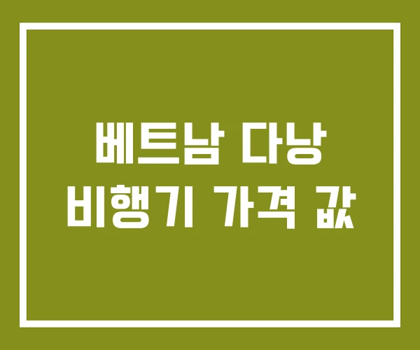 베트남 다낭 비행기 가격 값