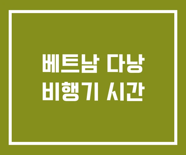 베트남 다낭 비행기 시간