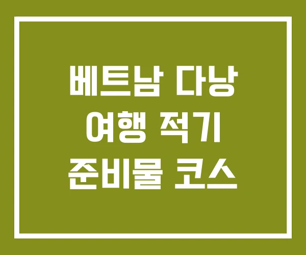 베트남 다낭 여행 적기 준비물 코스