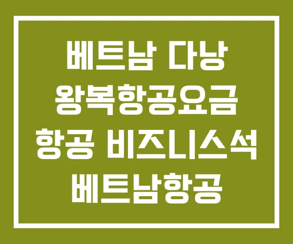 베트남 다낭 왕복항공요금 항공 비즈니스석 베트남항공 기내식