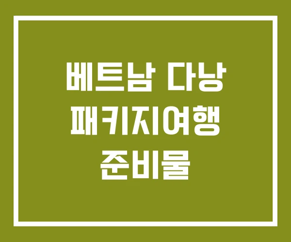 베트남 다낭 패키지여행 준비물