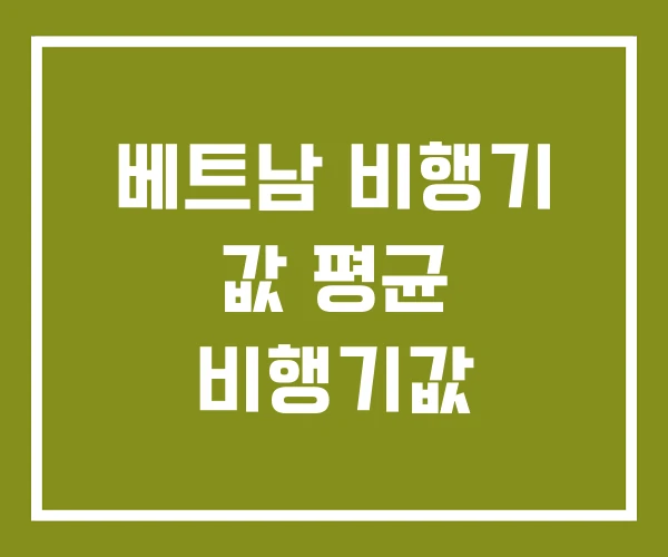 베트남 비행기 값 평균 비행기값