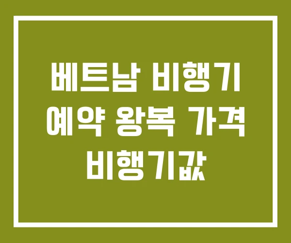 베트남 비행기 예약 왕복 가격 비행기값