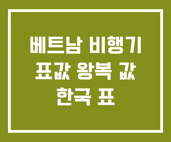 베트남 비행기 표값 왕복 값 한국 표