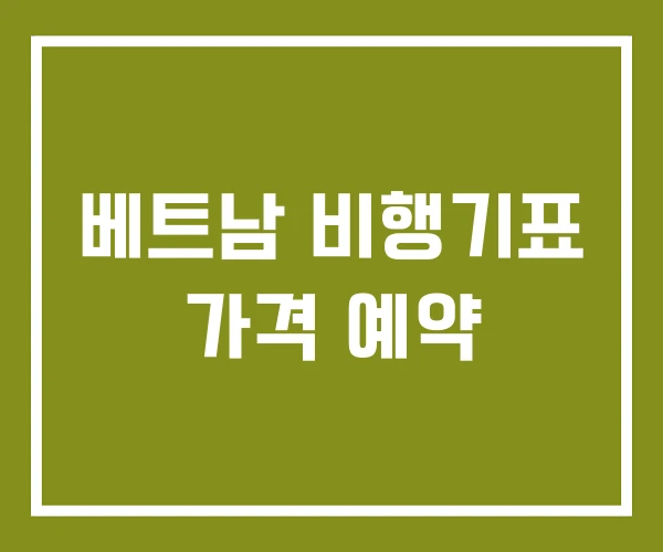 베트남 비행기표 가격 예약