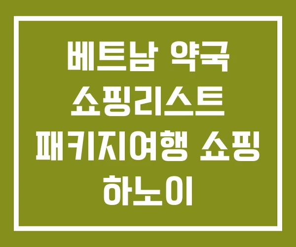 베트남 약국 쇼핑리스트 패키지여행 쇼핑 하노이
