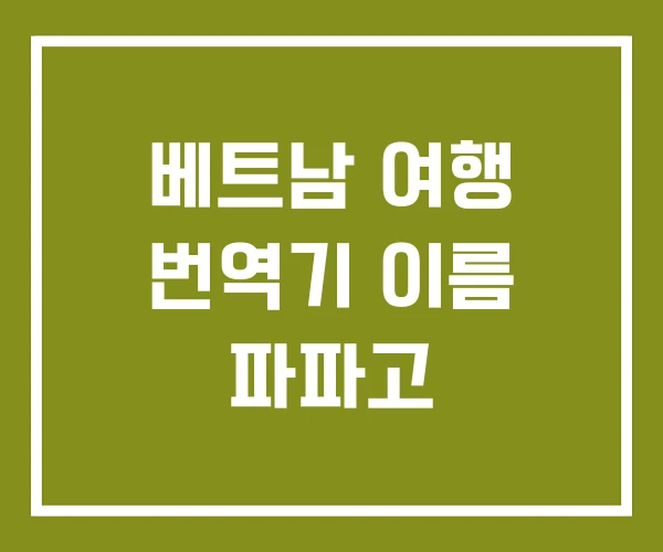 베트남 여행 번역기 이름 파파고