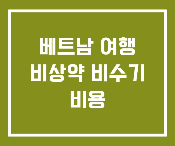 베트남 여행 비상약 비수기 비용