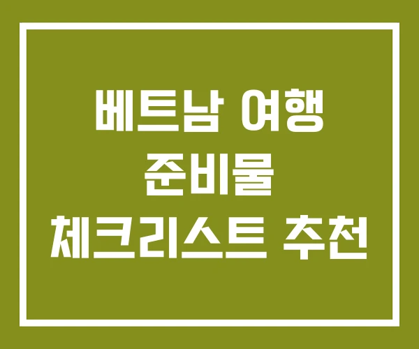 베트남 여행 준비물 체크리스트 추천