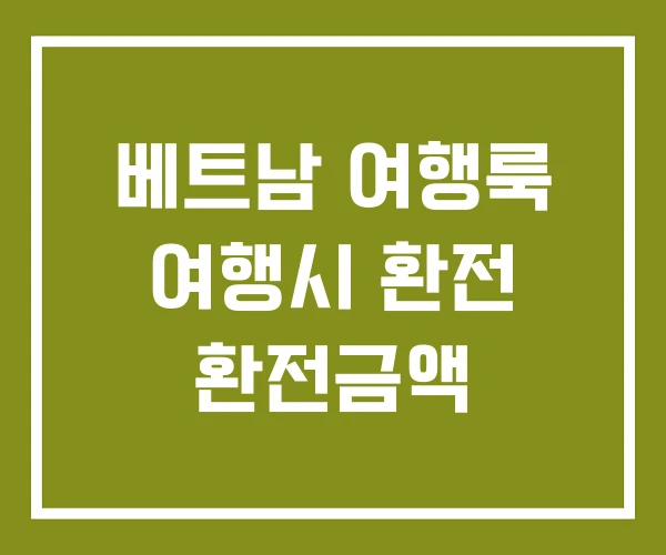 베트남 여행룩 여행시 환전 환전금액