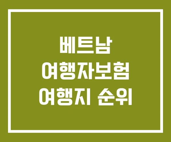 베트남 여행자보험 여행지 순위