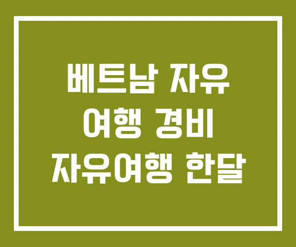 베트남 자유 여행 경비 자유여행 한달