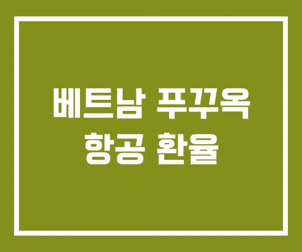 베트남 푸꾸옥 항공 환율