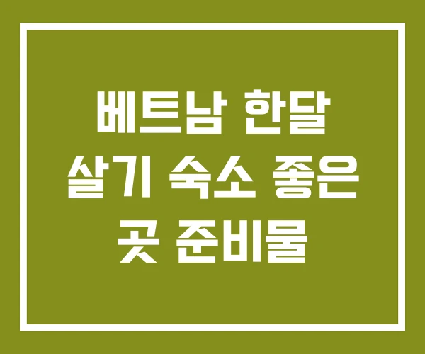 베트남 한달 살기 숙소 좋은 곳 준비물