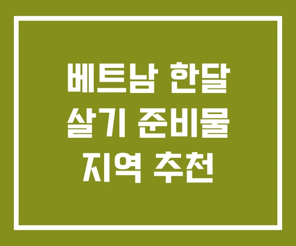 베트남 한달 살기 준비물 지역 추천