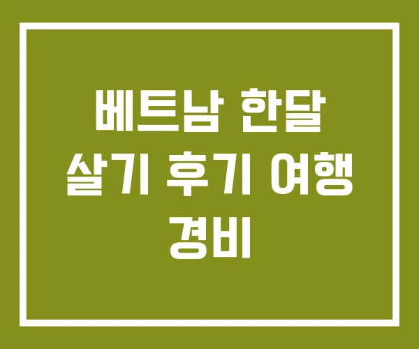 베트남 한달 살기 후기 여행 경비
