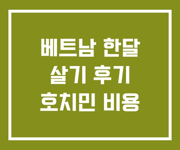 베트남 한달 살기 후기 호치민 비용