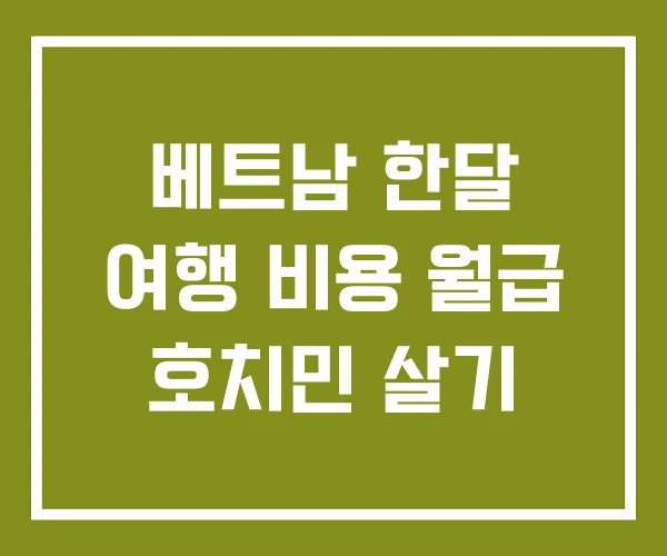 베트남 한달 여행 비용 월급 호치민 살기